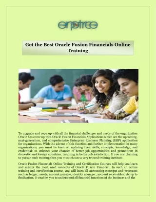 Get the Best Oracle Fusion Financials Online Training