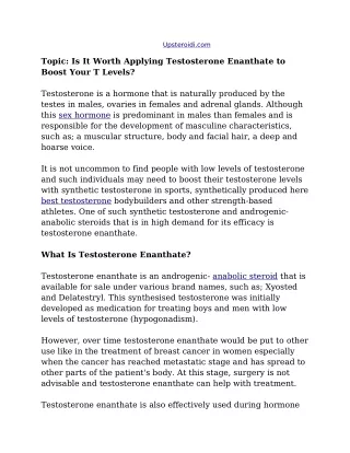 Is It Worth Applying Testosterone Enanthate to Boost Your T Levels