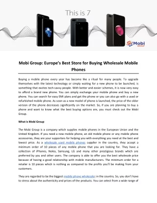 Mobi Group: Europe’s Best Store for Buying Wholesale Mobile Phones
