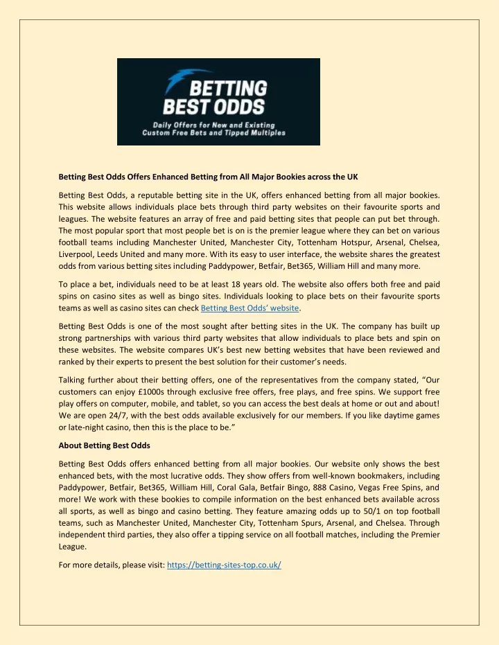 betting best odds offers enhanced betting from