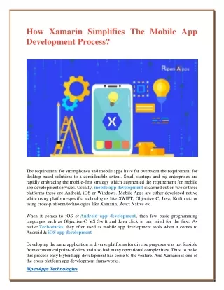 how xamarin simplifies the mobile app development