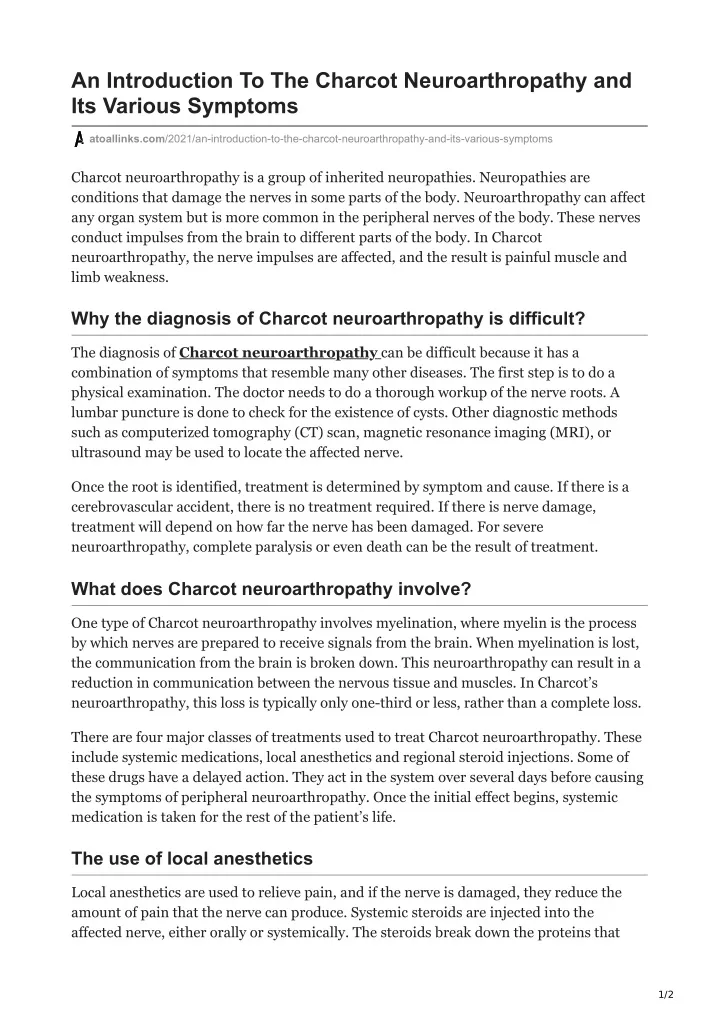 an introduction to the charcot neuroarthropathy