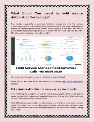 wha t s h o u l d y o u invest in f i eld s erv i ce automation technology