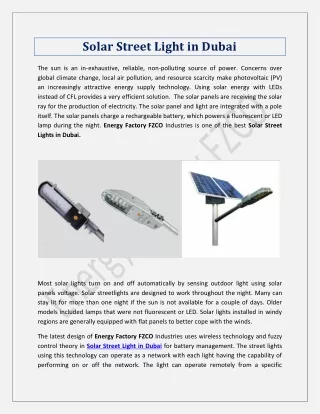 Solar Street Light in Dubai