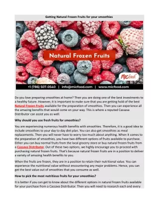 Getting Natural Frozen Fruits for your smoothies