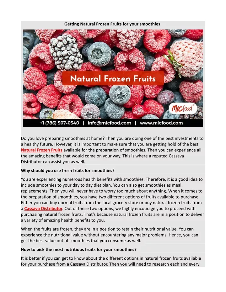 getting natural frozen fruits for your smoothies