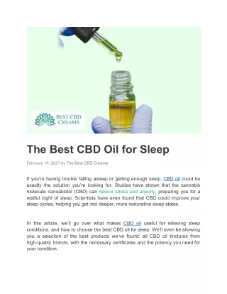 The Best CBD Oil for Sleep