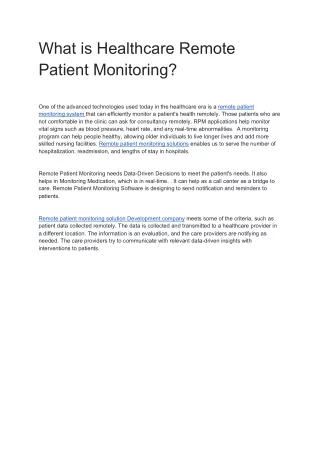 what is healthcare remote patient monitoring