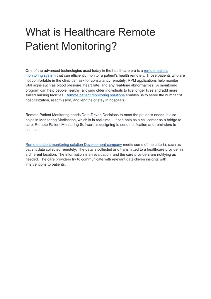what is healthcare remote patient monitoring