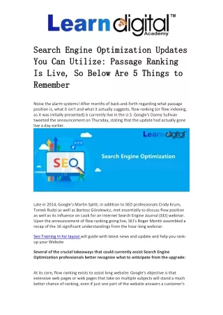 Search Engine Optimization Updates You Can Utilize: Passage Ranking Is Live, So Below Are 5 Things to Remember