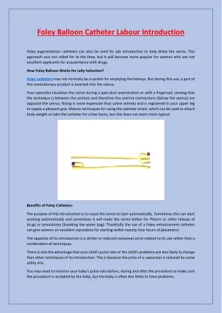 foley balloon catheter labour introduction