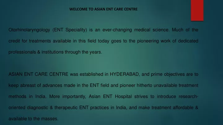 welcome to asian ent care centre