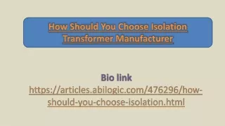 how should you choose isolation transformer