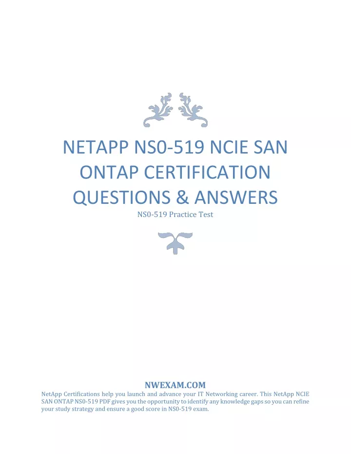 netapp ns0 519 ncie san ontap certification