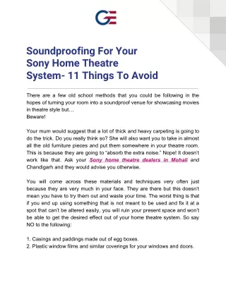 Soundproofing For Your Sony Home Theatre System- 11 Things To Avoid