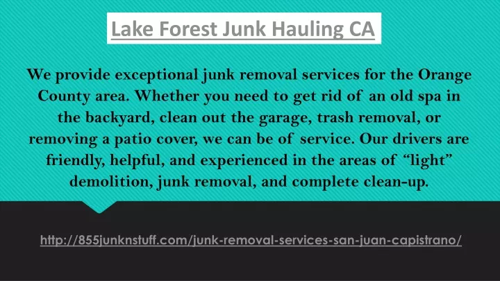 lake forest junk hauling ca