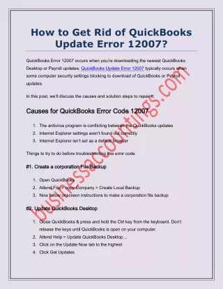 how to get rid of quickbooks update error 12007