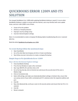 quickbooks error 12009 and its solution
