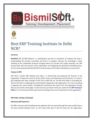 best erp training institute in delhi ncr