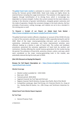 the global hand tools market is estimated