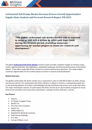carbonated soft drinks market revenue drivers