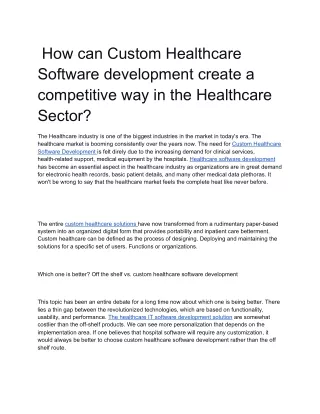 how can custom healthcare software development