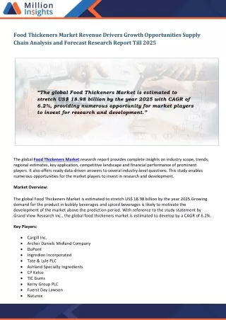food thickeners market revenue drivers growth