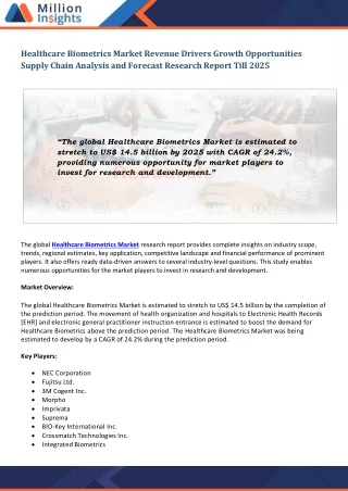 healthcare biometrics market revenue drivers