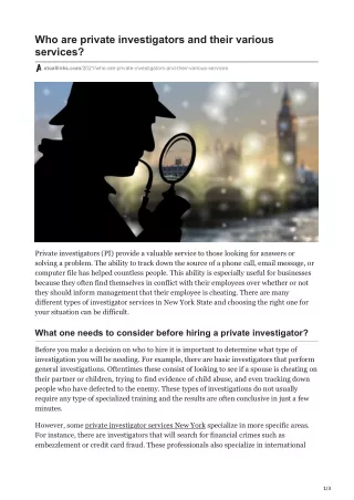 Who are private investigators and their various services?