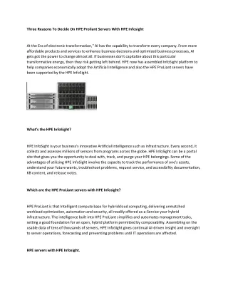 three reasons to decide on hpe proliant servers