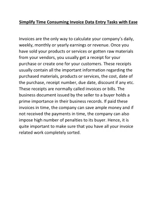 simplify time consuming invoice data entry tasks