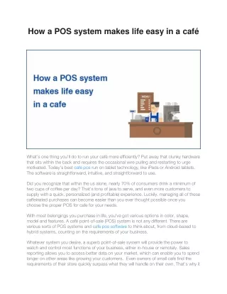 how a pos system makes life easy in a caf