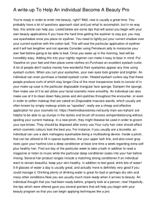 a write up to help an individual become a beauty