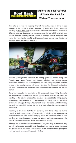 explore the best features of thule bike rack