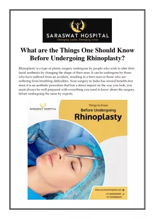 what are the things one should know before