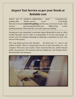 airport taxi service as per your needs at reliable cost
