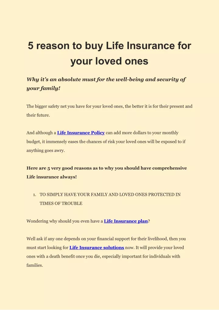 5 reason to buy life insurance for your loved ones