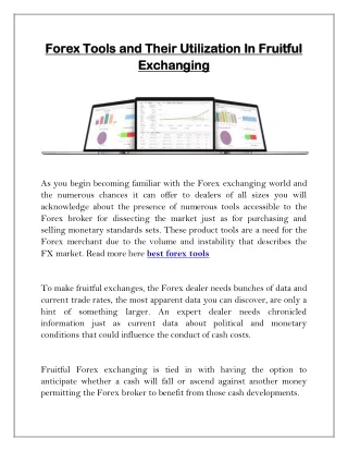 forex tools and their utilization in fruitful