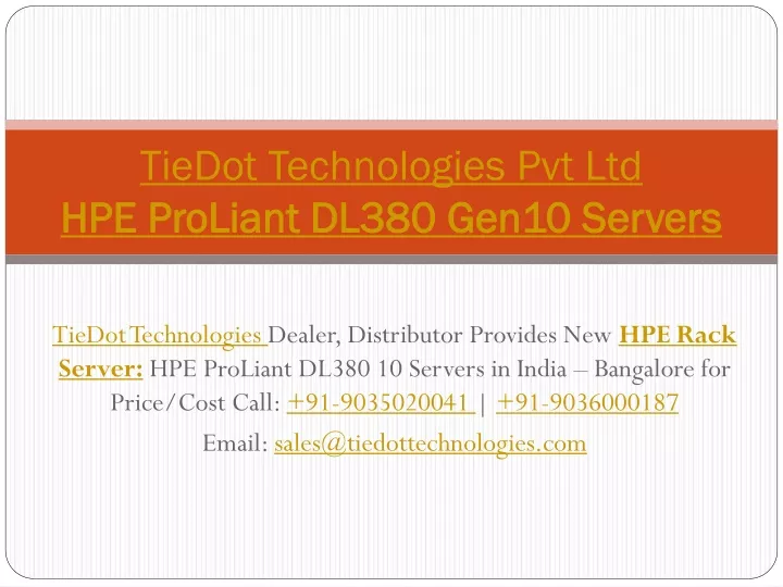 tiedot technologies pvt ltd hpe proliant dl380 gen10 servers