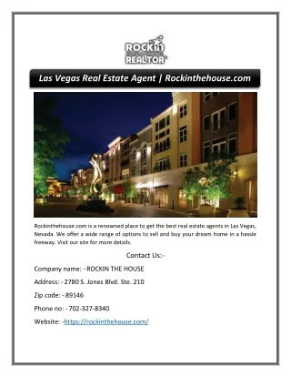 Las Vegas Real Estate Agent | Rockinthehouse.com