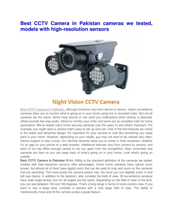PPT - Best CCTV Camera in Pakistan cameras we tested, models with high ...