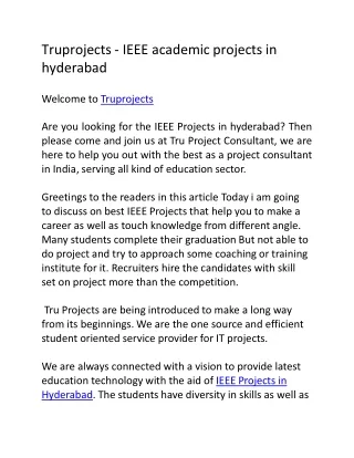 IEEE Projects in Hyderabad