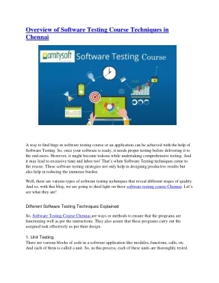 Amitysoft Software Testing Course Chennai
