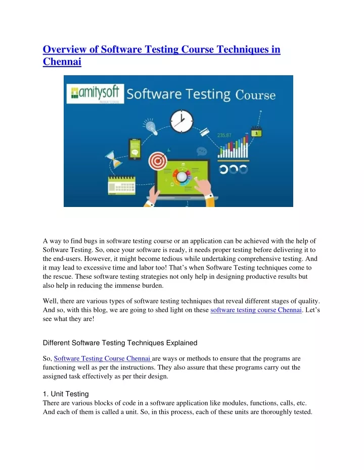 overview of software testing course techniques