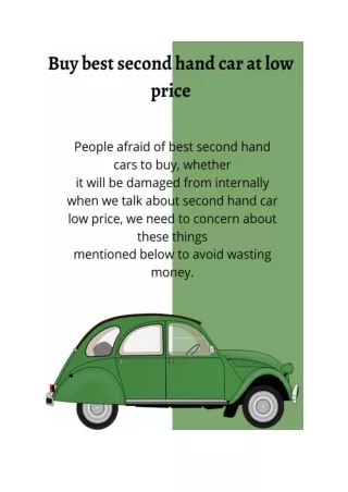 Buy best second hand car low price without wasting money- How?