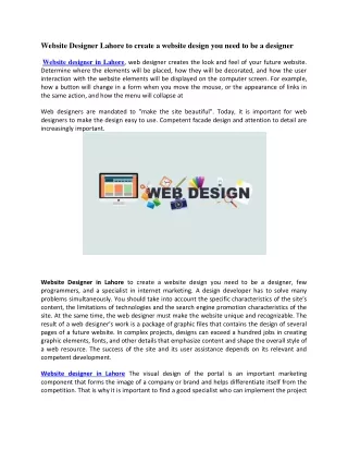 website designer lahore to create a website