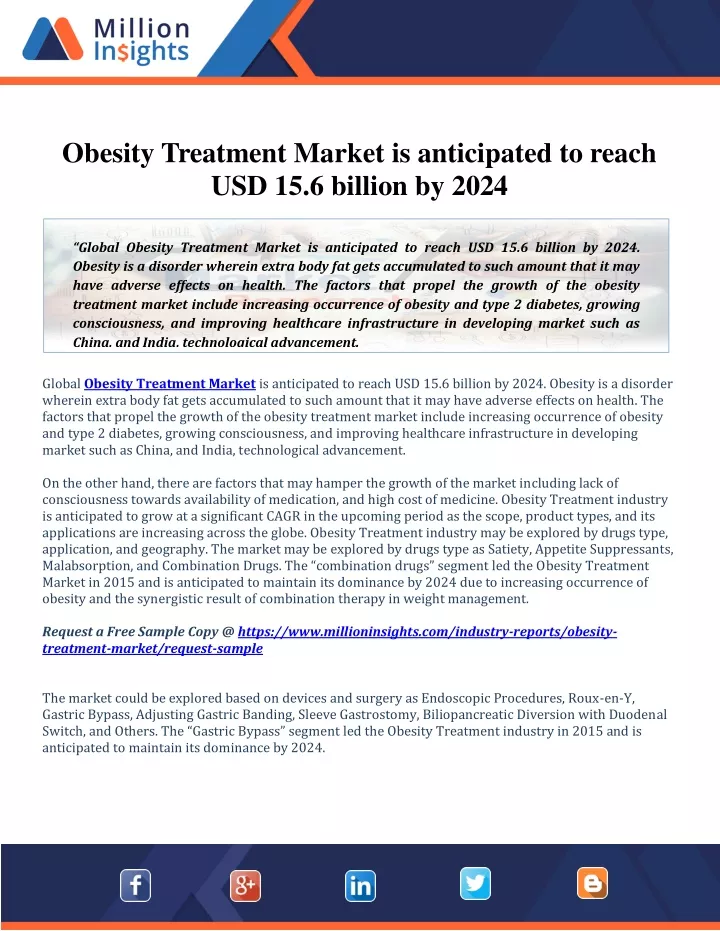 obesity treatment market is anticipated to reach