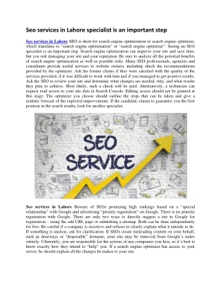 seo services in lahore specialist is an important
