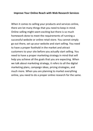 improve your online reach with web research