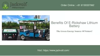 Benefits Of E-Rickshaw Lithium Battery